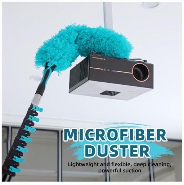 Microfiber duster attachment for high ceiling dusting